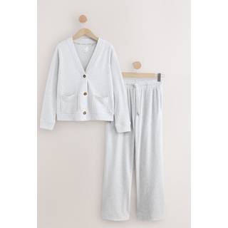 Next Grey Cosy Waffle Cardigan Trousers Set