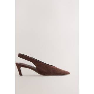 Next Chocolate Brown Suede Leather Pointed Toe Slingback Heels - eu37