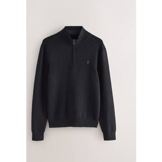 Next Black Stag Logo Slim Fit Quarter Zip Neck Jumper