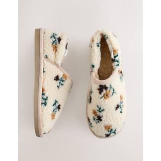 Next Neutral Floral Borg Shoot Slippers