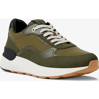 MK Trevor Leather and Corded Twill Trainer - Green - Michael Kors - EU 40