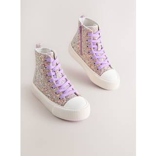 Next Multi Glitter Standard Fit (F) Lace-Up High Top Trainers