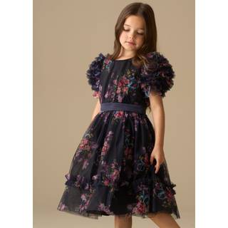Angel & Rocket Angel & Rocket Blue Florence Navy Ruffle Mesh Sleeve Dress - 10 Yrs
