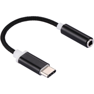 USB-C til 3,5 mm Aux-adapter i nylon - Sort