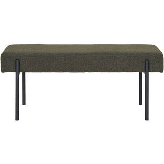 Swindon bænk i mørkegrøn bouclé med sorte ben, 100 x 36 x 42,5 cm