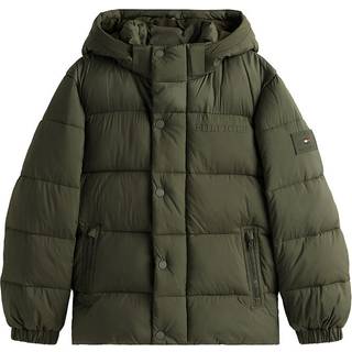 Mixed Texture Hooded Puffer Jacket