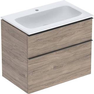 GEBERIT Icon møbelpakke 750x480x630mm 2skuffer nøddetræ hickory melamin træstruktur, greb lava pulverlakeret mat