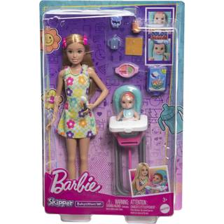 Barbie Skipper Babysitter spisesæt - Skipper dukke, babydukke og tilbehør