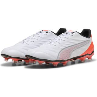 PUMA KING PRO FG/AG Football Boots Unisex, Shoes, White/Silver/Glowing Red, 44.5