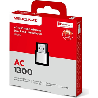 Mercusys Ma30n Ac1300 Nano Trådløs Usb-adapter Med Dobbelt Bånd