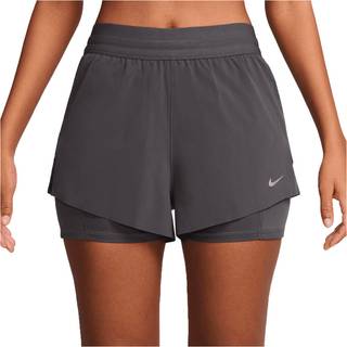 Nike Swift Dri-FIT 2-i-1-løbeshorts med mellemhøj talje til kvinder - grå - L (EU 44-46)