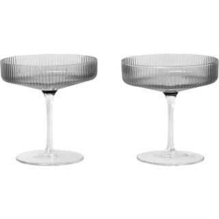 Ferm Living Ripple Champagneskål 2-pak Smoked Grey - Champagneglas Mundblæst Glas Røggrå - 100126112
