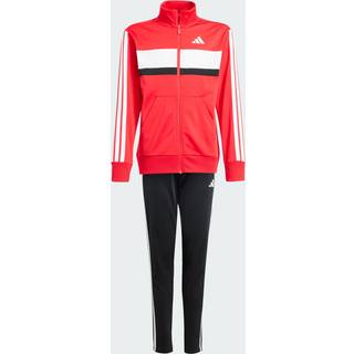 Seasonal Essentials Tiberio 3-Stripes Tricot Kids træningsdragt - Pure Ruby / White - 152