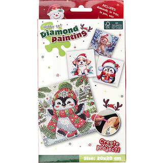 Diamond Art julemotiv 20 x 20 cm - flere varianter - assorteret (På lager i butik)