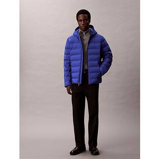 Packable Embossed Logo Quilted Puffer Jacket - Blue - XS