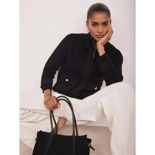 Mint Velvet Mint Velvet Black Cotton Blend Ribbed Jacket