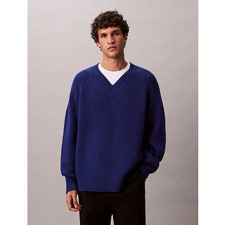 Wool Blend V-Neck Jumper - Blue - XS