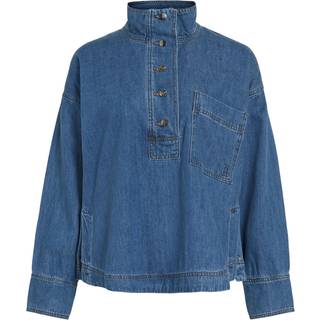 Høj Hals Denimskjorte