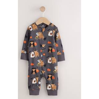Next Black Charcoal Grey Halloween Hamish Baby Two Way Zip Sleepsuit (0mths-3yrs)