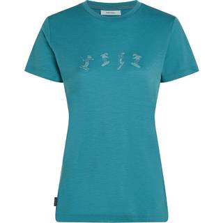 Icebreaker Women's Merino 150 Tech Lite S/S Tee Snow Day Merino-shirt Damer størrelse L farve turkis