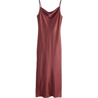 Next Rust Brown Satin Cowl Neck Wedding Guest Bridesmaid Maxi Dress - 42
