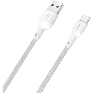 Dudao L9T USB-A 2.0 til USB-C lade- og datakabel, tekstil, hvid, 1m