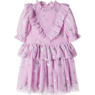 Stella McCartney Kids Embroidered ruffled tulle dress - purple - Y 14
