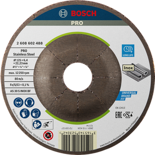 Bosch Slibeskive Inox 125x6mm - 2608602488 ✓ På lager - klar til levering og afhentning