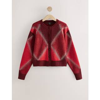 Next Glitrende Argyle Cardigan med Rund Hals og Uld