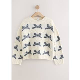 Next White/Black Bow Knitted Jumper