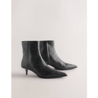Next Black Textured Forever Comfort Almond Toe Kitten Heel Boots
