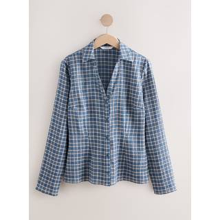 Next Blue Check Slim Long Sleeve Shirt - 42
