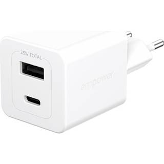 empower by PanzerGlass Grand Prix Turbo Charger incl. USB-C + USB-A 35W EU Plug Silver White