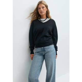 Gina Tricot-V-neck knitted sweater-Striktrøjer-Blå-XL-Dame