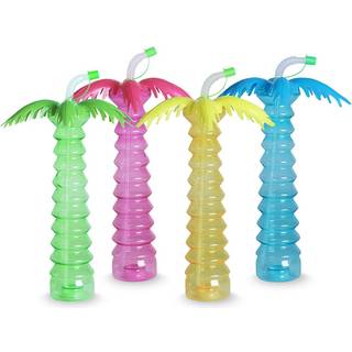 Sommerflaske palme med sugerør 450 ml - assorterede farver