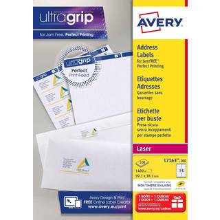 Avery L7163-100 Adresse etiketter DL kuverter 14 pr. ark 99.1 x 38.1 100 ark