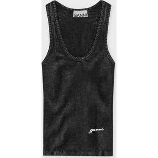 Heavy Rib Jersey Tank Top - Black Washed - XS