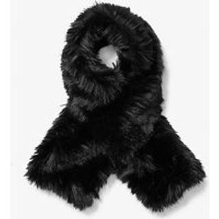 MK Faux Fur and Wool Scarf - Black - Michael Kors - ONE SIZE
