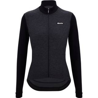 Santini Women's Pure Block Colour Thermal Cycling Jersey Cykeljersey Damer størrelse M farve sort