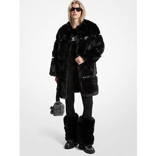 MK Faux Fur and Patent Coat - Black - Michael Kors