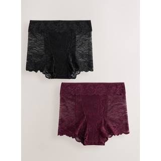 Next Black / Berry Short All Over Lace Medium Flow Period Knickers 2 Pack