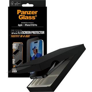 PanzerGlass skærm beskyttelse med sort ramme til iPhone 17 pro