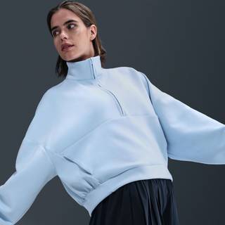 Oversized Nike 24.7 ImpossiblySoft Dri-FIT-trøje med 1/2 lynlås til kvinder - blå - S (EU 36-38)