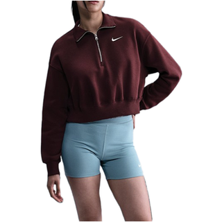 Nike Phoenix Fleece-sweatshirt med kort snit og 1/4 lynlås til kvinder - rød - XXL (EU 52-54)