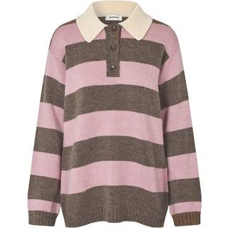 PelhamMD Stripe Polo Striktrøje, Lilac Chocolate Stripe, L