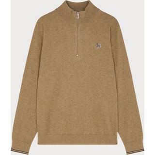 Paul Smith Half Zip Zebra Logo Jumper Brown