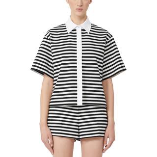 Max Mara Wilson striped poplin-trimmed jersey shirt - white - XS