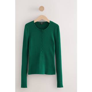 Next Ribbet Henley-trøje med rund hals og langærmer