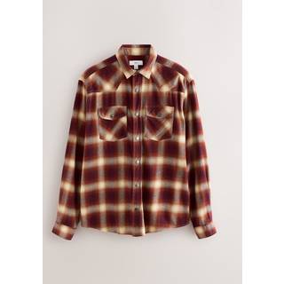 Next Damson Red Western Style Ombre Check Long Sleeve Shirt - xxxxxlarge