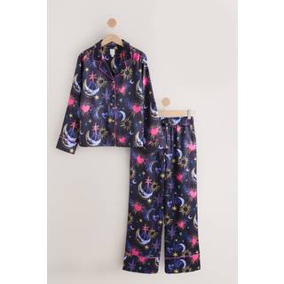 Next Navy CoppaFeel! Satin Button Through Pyjamas